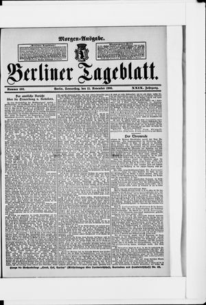 Berliner Tageblatt und Handels-Zeitung vom 15.11.1900