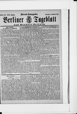 Berliner Tageblatt und Handels-Zeitung vom 15.11.1900