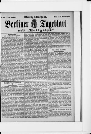 Berliner Tageblatt und Handels-Zeitung vom 19.11.1900