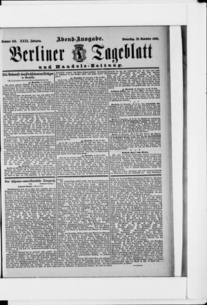 Berliner Tageblatt und Handels-Zeitung vom 22.11.1900