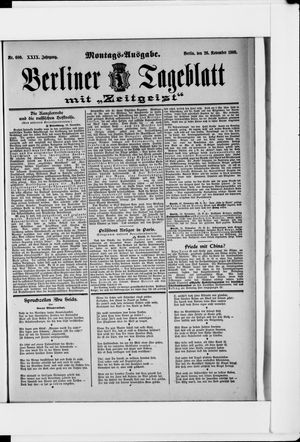 Berliner Tageblatt und Handels-Zeitung vom 26.11.1900
