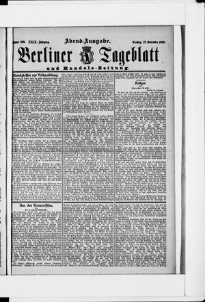 Berliner Tageblatt und Handels-Zeitung vom 27.11.1900