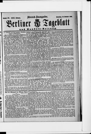 Berliner Tageblatt und Handels-Zeitung vom 29.11.1900