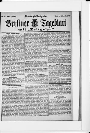 Berliner Tageblatt und Handels-Zeitung vom 03.12.1900