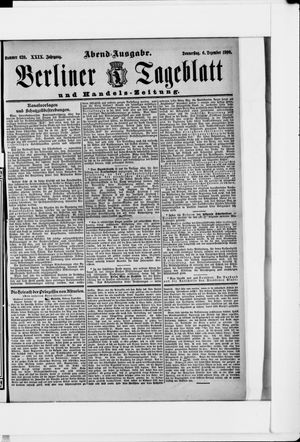 Berliner Tageblatt und Handels-Zeitung vom 06.12.1900