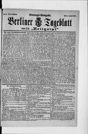 Berliner Tageblatt und Handels-Zeitung vom 07.01.1901