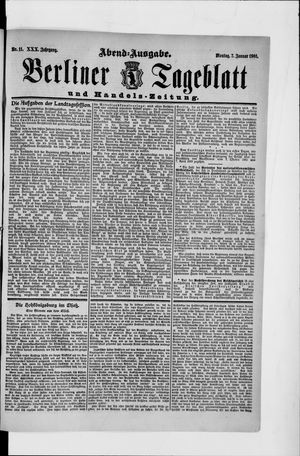 Berliner Tageblatt und Handels-Zeitung vom 07.01.1901