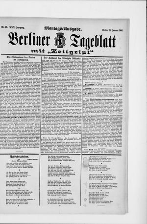 Berliner Tageblatt und Handels-Zeitung on Jan 21, 1901