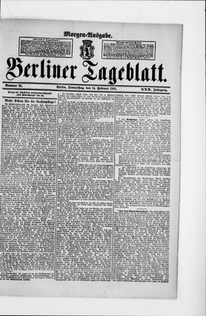 Berliner Tageblatt und Handels-Zeitung vom 14.02.1901