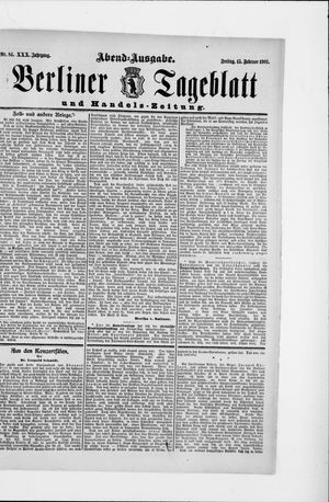 Berliner Tageblatt und Handels-Zeitung vom 15.02.1901