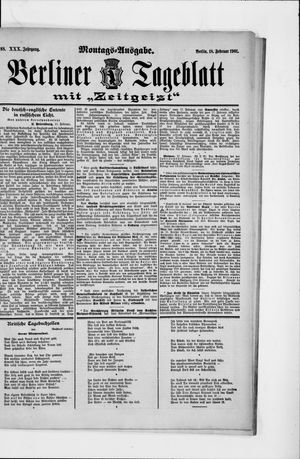 Berliner Tageblatt und Handels-Zeitung vom 18.02.1901