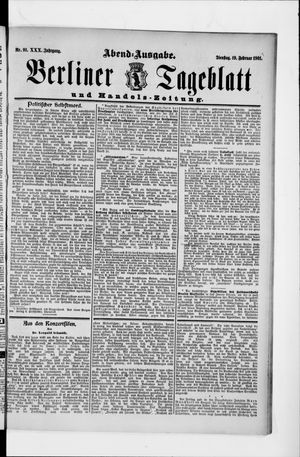 Berliner Tageblatt und Handels-Zeitung vom 19.02.1901