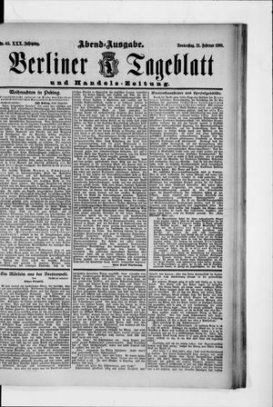 Berliner Tageblatt und Handels-Zeitung vom 21.02.1901