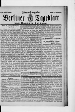 Berliner Tageblatt und Handels-Zeitung vom 22.02.1901