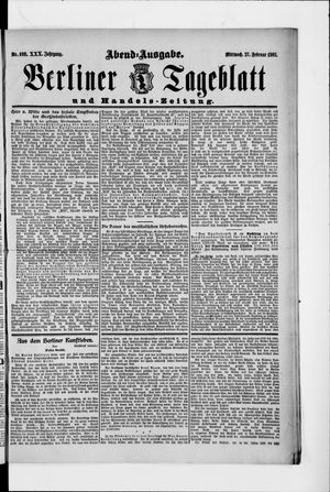 Berliner Tageblatt und Handels-Zeitung vom 27.02.1901