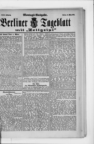 Berliner Tageblatt und Handels-Zeitung vom 18.03.1901