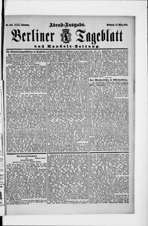 Berliner Tageblatt und Handels-Zeitung on Mar 27, 1901