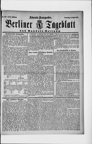 Berliner Tageblatt und Handels-Zeitung vom 11.04.1901