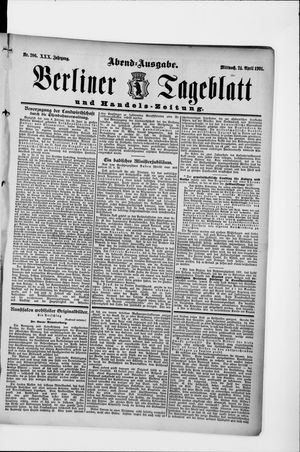 Berliner Tageblatt und Handels-Zeitung vom 24.04.1901