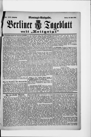 Berliner Tageblatt und Handels-Zeitung vom 29.04.1901