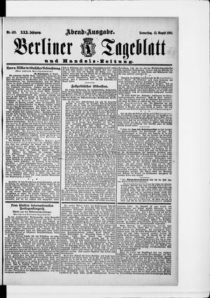 Berliner Tageblatt und Handels-Zeitung vom 15.08.1901