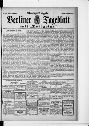 Berliner Tageblatt und Handels-Zeitung vom 19.08.1901
