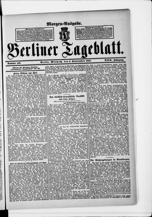Berliner Tageblatt und Handels-Zeitung on Sep 4, 1901