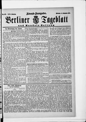 Berliner Tageblatt und Handels-Zeitung on Sep 11, 1901