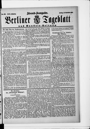 Berliner Tageblatt und Handels-Zeitung vom 13.09.1901
