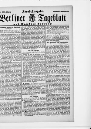 Berliner Tageblatt und Handels-Zeitung on Sep 21, 1901