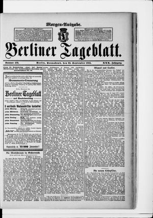Berliner Tageblatt und Handels-Zeitung on Sep 28, 1901