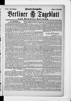 Berliner Tageblatt und Handels-Zeitung vom 01.10.1901