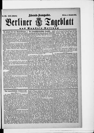 Berliner Tageblatt und Handels-Zeitung vom 04.11.1901