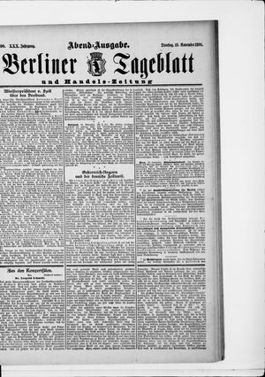 Berliner Tageblatt und Handels-Zeitung vom 19.11.1901