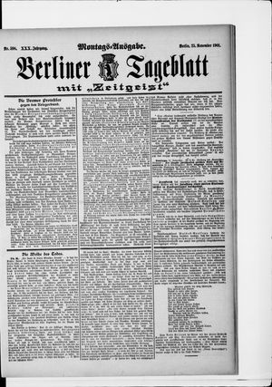 Berliner Tageblatt und Handels-Zeitung vom 25.11.1901