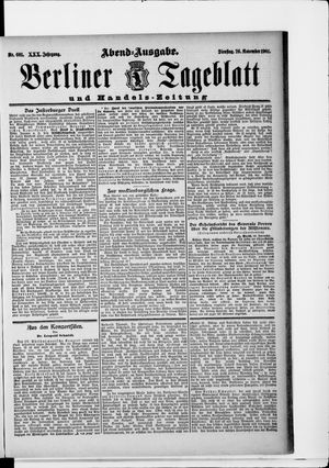 Berliner Tageblatt und Handels-Zeitung vom 26.11.1901