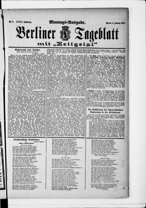 Berliner Tageblatt und Handels-Zeitung on Jan 6, 1902
