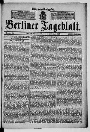 Berliner Tageblatt und Handels-Zeitung on Feb 15, 1902