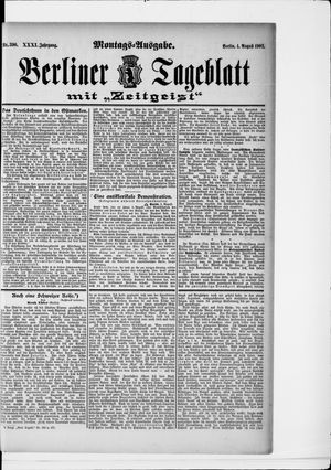Berliner Tageblatt und Handels-Zeitung on Aug 4, 1902