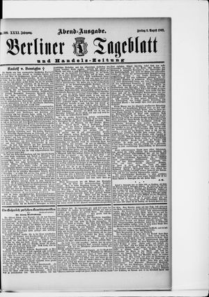 Berliner Tageblatt und Handels-Zeitung vom 08.08.1902