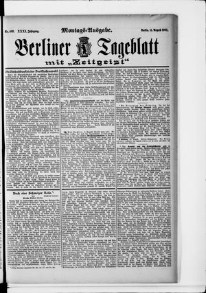 Berliner Tageblatt und Handels-Zeitung vom 11.08.1902