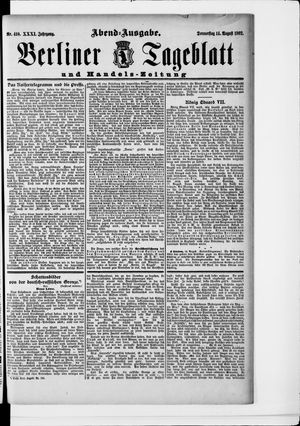 Berliner Tageblatt und Handels-Zeitung vom 14.08.1902