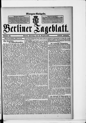 Berliner Tageblatt und Handels-Zeitung vom 15.08.1902