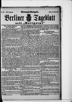 Berliner Tageblatt und Handels-Zeitung vom 18.08.1902
