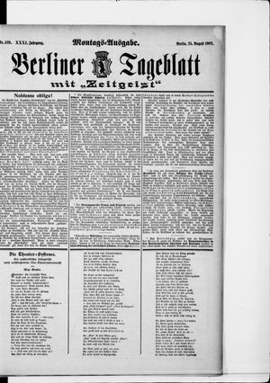 Berliner Tageblatt und Handels-Zeitung vom 25.08.1902