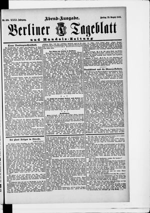 Berliner Tageblatt und Handels-Zeitung vom 29.08.1902