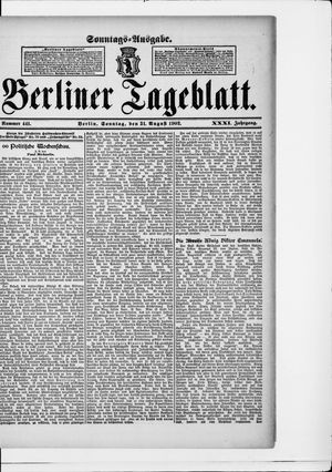 Berliner Tageblatt und Handels-Zeitung vom 31.08.1902