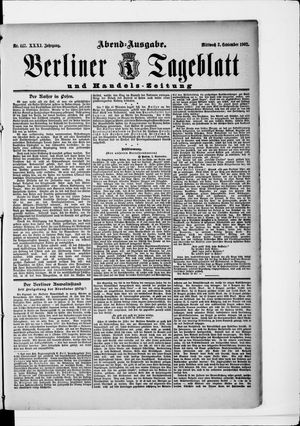 Berliner Tageblatt und Handels-Zeitung on Sep 3, 1902