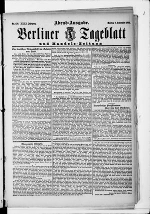 Berliner Tageblatt und Handels-Zeitung vom 08.09.1902