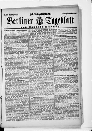 Berliner Tageblatt und Handels-Zeitung on Sep 9, 1902